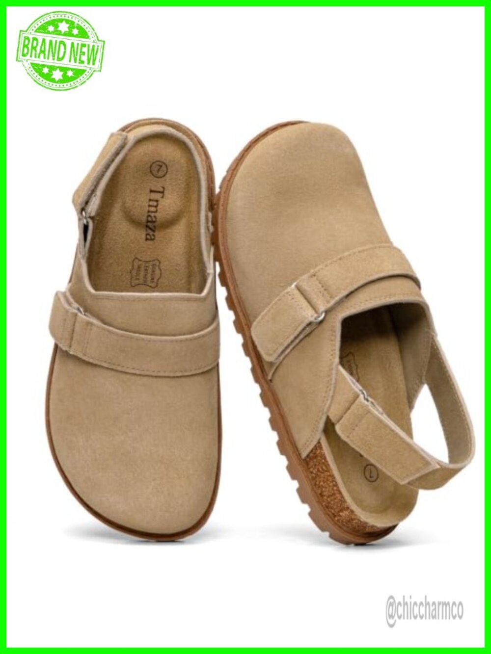 Genuine Suede Back Strap Clogs Women Arch Support Comfort
